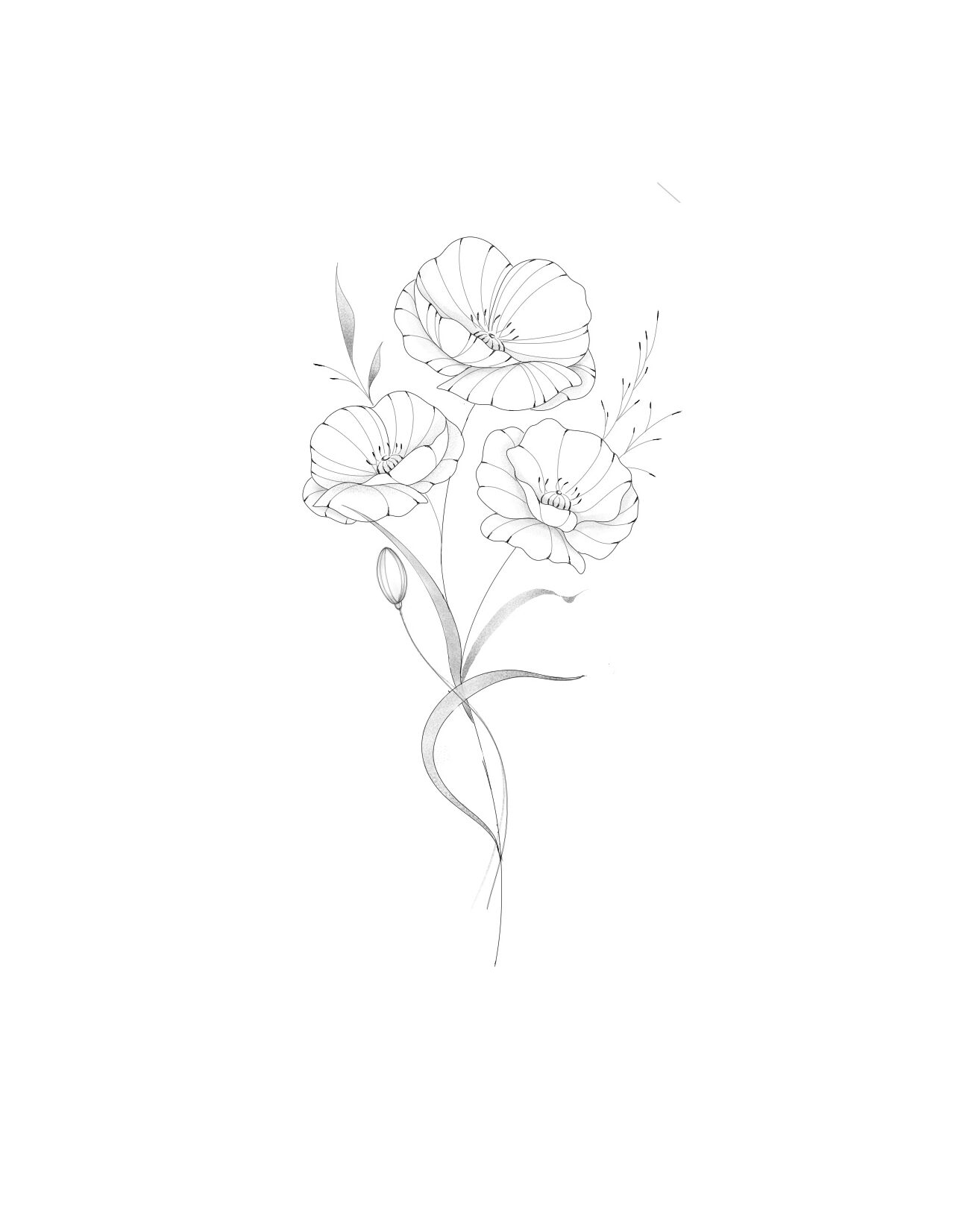 Fine line floral tattoo design